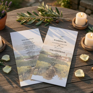 Toskanisches Weingut Hochzeitsprogramm Italienis Menükarte