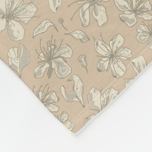 Tossblüten auf hellbeige - nahtloses Muster Fleecedecke (Ecke)