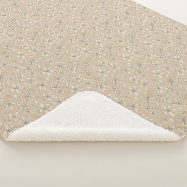 Tossblüten auf hellbeige - nahtloses Muster Sherpadecke (3/4)