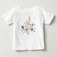 Tossed Blume Motif Grau Pink Schwarz mit anfänglic
