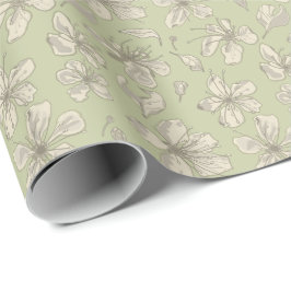 Tossed Blüten auf Olive Green - nahtloses Muster. Geschenkpapier