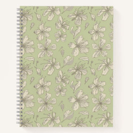 Tossed Blüten auf Olive Green - nahtloses Muster. Notizbuch