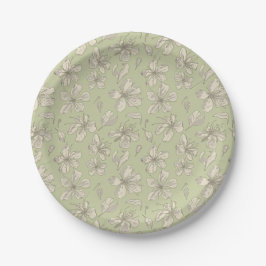 Tossed Blüten auf Olive Green - nahtloses Muster. Pappteller