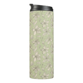 Tossed Blüten auf Olive Green - nahtloses Muster. Thermosbecher