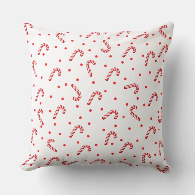 Tossed Candy Canes Throw Kissen (Vorderseite)
