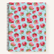 Tossed Crimson Red Watercolor Florals Polka Dots