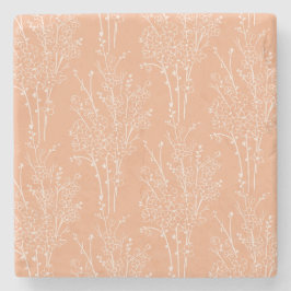 Tossed Floral Silhouette Botanical | Soft Apricot Steinuntersetzer