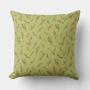 Tossed Floral Wildblumen auf Chartreuse Green Kissen