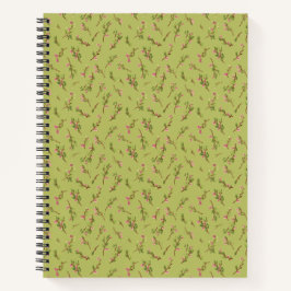 Tossed Floral Wildblumen auf Chartreuse Green Notizbuch