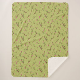 Tossed Floral Wildblumen auf Chartreuse Green Sherpadecke