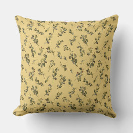 Tossed Floral Wildblumen auf Jonquil Yellow Kissen