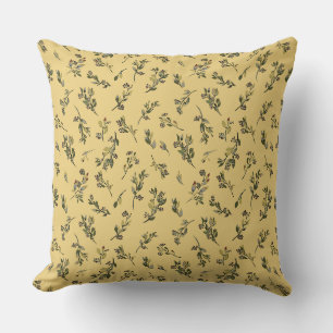 Tossed Floral Wildblumen auf Jonquil Yellow Kissen