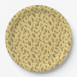 Tossed Floral Wildblumen auf Jonquil Yellow Pappteller