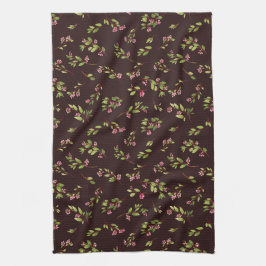 Tossed Floral Wildblumen auf Schokoladenbraun Geschirrtuch