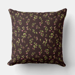 Tossed Floral Wildblumen auf Schokoladenbraun Kissen