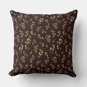 Tossed Floral Wildblumen auf Schokoladenbraun Kissen