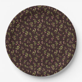 Tossed Floral Wildblumen auf Schokoladenbraun Pappteller