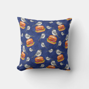 Tossed Tahoe Cheeseburger Vögel auf Deep Blue Kissen