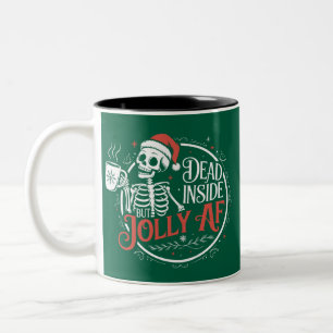 Tot aber drinnen tot Schädel Weihnachtsmann Xmas Zweifarbige Tasse