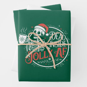 Tot aber drinnen toter Schädel-Weihnachtsmann Weih Geschenkpapier Set