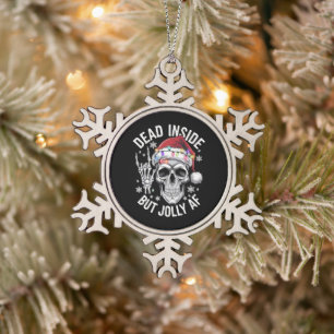 Tot innen, aber lustiges Weihnachtsgeschenk-Skelet Schneeflocken Zinn-Ornament