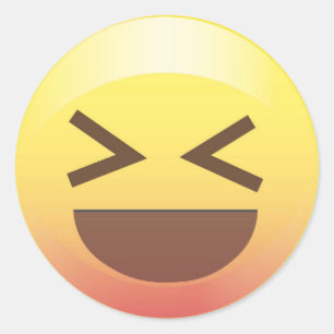 Total aufgeregtes gelbes Emoji stellen Aufkleber