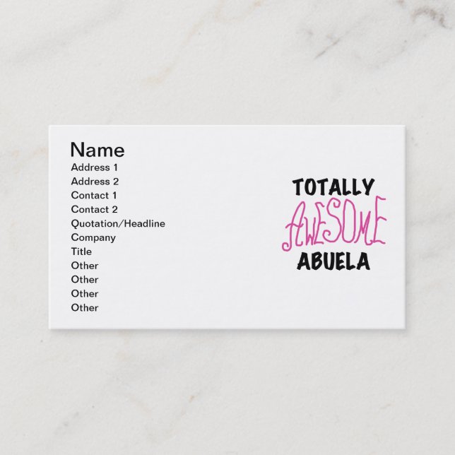Total fantastische Abuela rosa T-Shirts und Visitenkarte (Vorderseite)