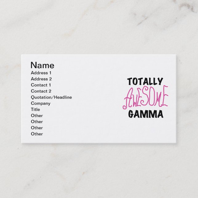 Total fantastische Gamma-Rosa-T-Shirts und Visitenkarte (Vorderseite)