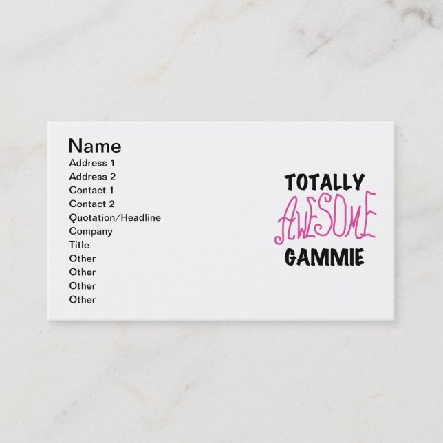 Total fantastische Gammie rosa T - Shirts und Visitenkarte (Vorderseite)