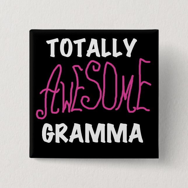 Total fantastische Gramma rosa T - Shirt-Geschenke Button (Vorderseite)