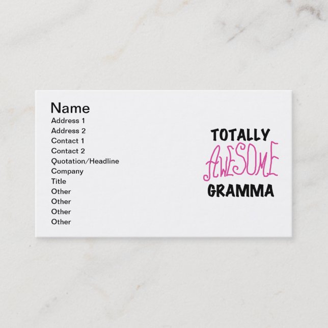 Total fantastische Gramma rosa T-Shirts Geschenke Visitenkarte (Vorderseite)