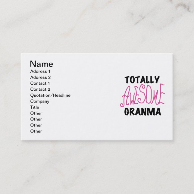 Total fantastische Granma rosa T-Shirts und Visitenkarte (Vorderseite)