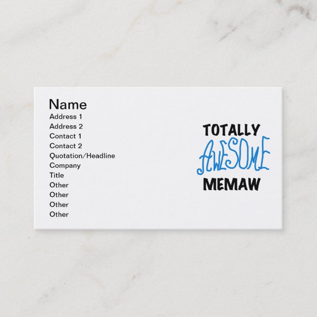 Total fantastische Memaw blaue T - Shirts und Visitenkarte (Vorderseite)