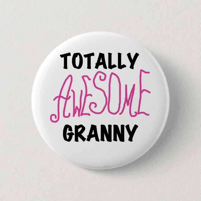 Total fantastische Oma-Rosa-T-Shirts und Geschenke Button (Vorderseite)