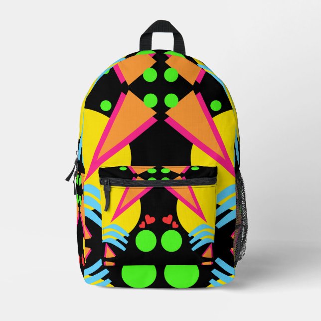 Total New Wave Achtziger Bedruckter Rucksack (Vorderseite)