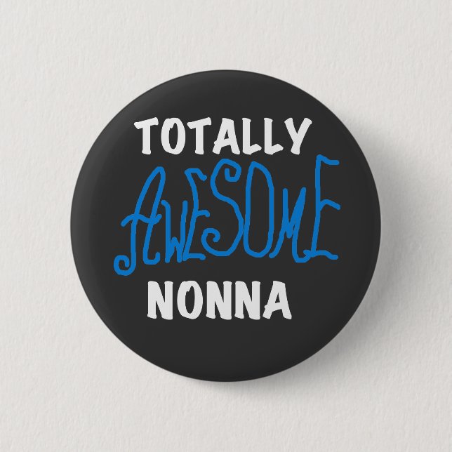 Total Phantastisch Nonna Blue T - Shirt und Gesche Button (Vorderseite)