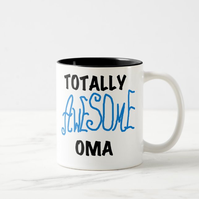 Total Phantastisch Oma Blue T - Shirt und Geschenk Zweifarbige Tasse (Rechts)