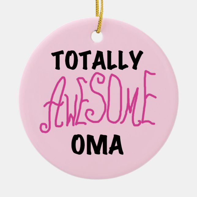 Total Phantastisch Oma Pink T - Shirt und Geschenk Keramikornament (Vorne)