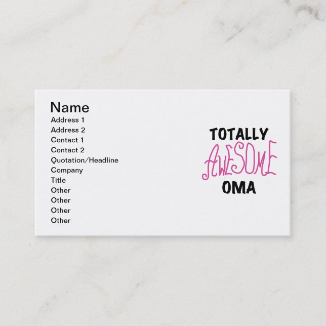 Total Phantastisch Oma Pink T - Shirt und Geschenk Visitenkarte (Vorderseite)