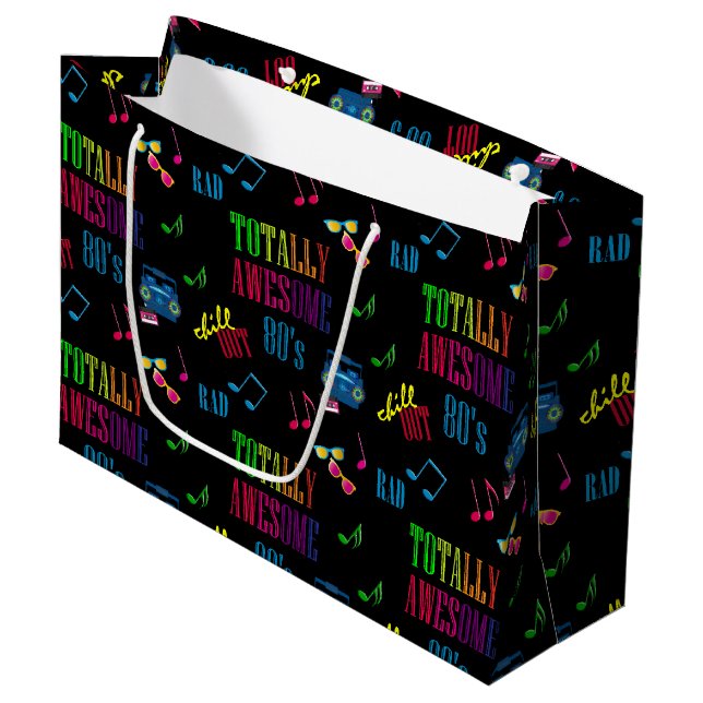Total Phantastische 80er Party Große Geschenktasch Große Geschenktüte (Vorderseite Schrägansicht)