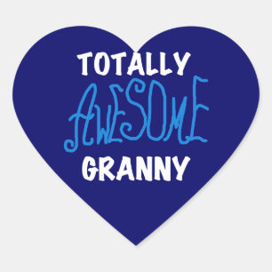 Total Phantastische Granny Blue T - Shirt und Gesc Herz-Aufkleber