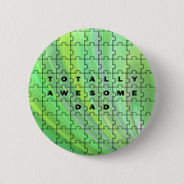 Total Phantastischer Vater Puzzle Green Button (Vorderseite)