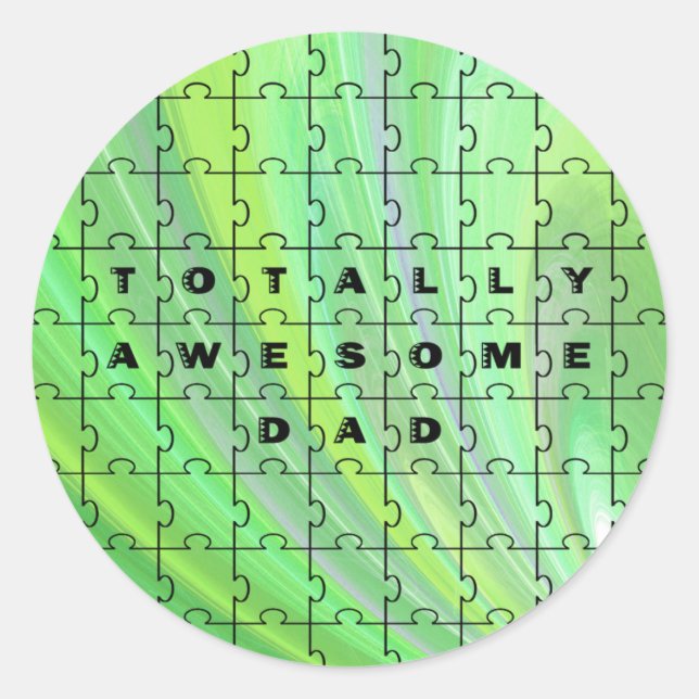 Total Phantastischer Vater Puzzle Green Runder Aufkleber (Vorderseite)