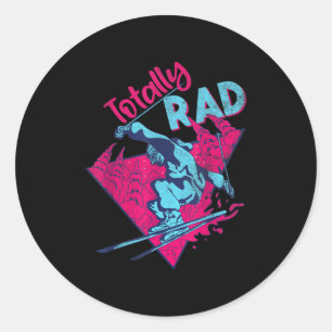 Total Rad, Retro-Ski-Vintage-80er 90er Skiausrüstu Runder Aufkleber