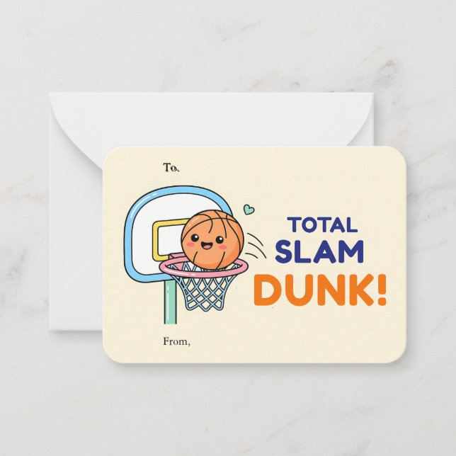 Total Slam Dunk Valentine Flat Note Card Mitteilungskarte (Vorderseite)