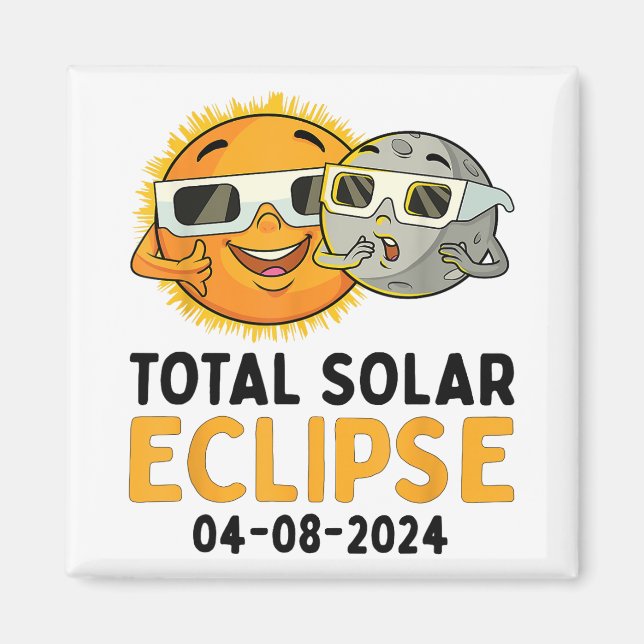 Total Solar Eclipse 2024 Brillen Funny Sun Moon Ki Magnet (Vorne)