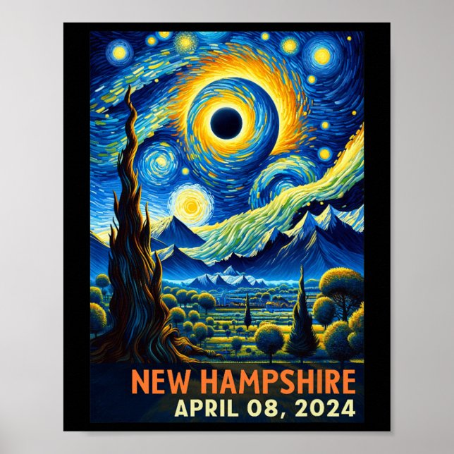 Total Solar Eclipse 2024 New Hampshire Starry Nigh Poster (Vorne)