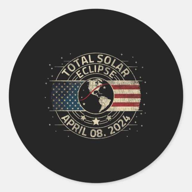 Total Solar Eclipse 2024 Totality Eclipse Path 04. Runder Aufkleber (Vorderseite)