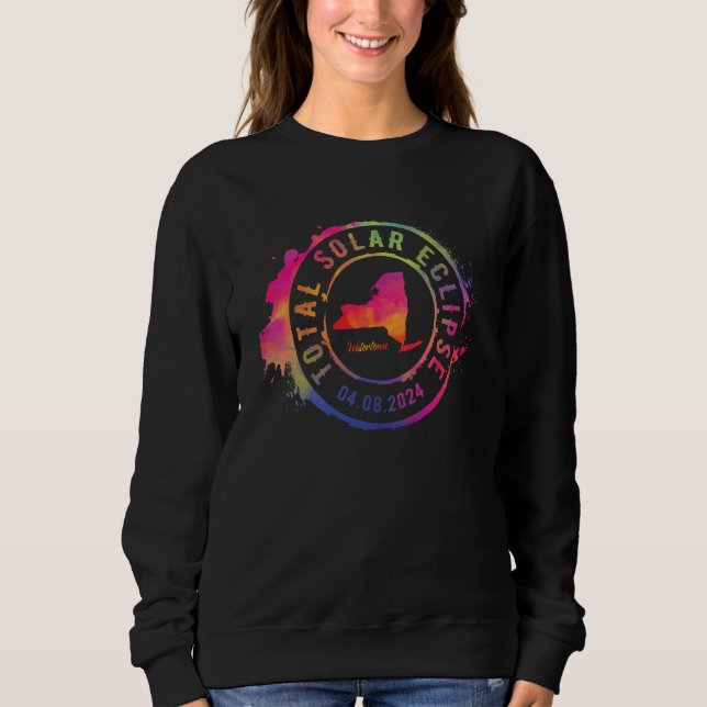 Total Solar Eclipse 2024 USA New York Watertown To Sweatshirt (Vorderseite)