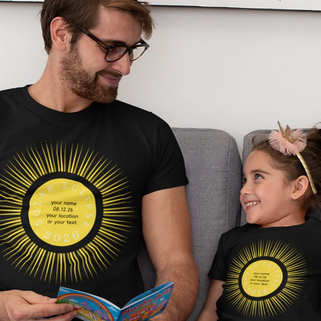 Total solar eclipse 2026 your name personalized T-Shirt (Please note that the second shirt - adult or kid -  has to be ordered separately)